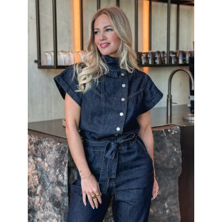 Combinaison pantalon en jeans Sylvia - Bleu foncé