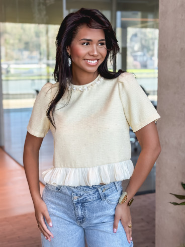 Blouse à manches courtes Elaria - Jaune