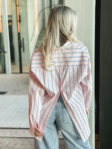 Chemise lignée Océlina - Rose