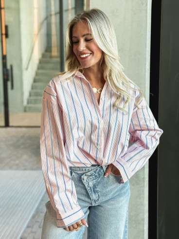 Chemise lignée Océlina - Rose