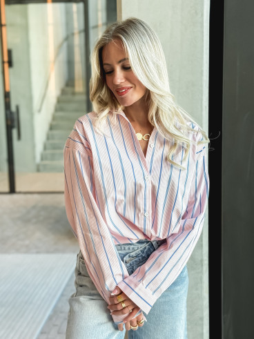Chemise lignée Océlina - Rose
