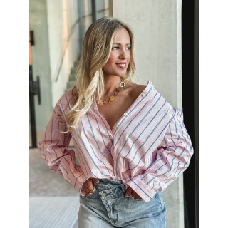 Chemise lignée Océlina - Rose