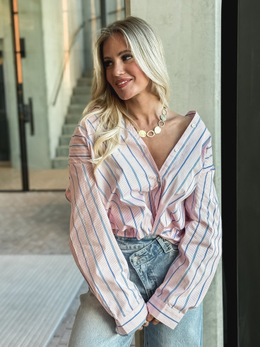 Chemise lignée Océlina - Rose