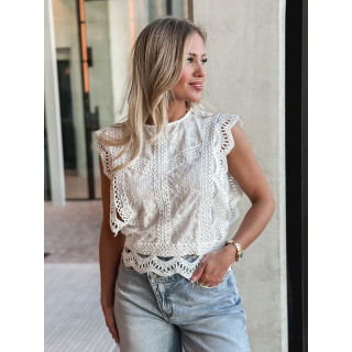 Blouse en dentelle Jalya - Blanc