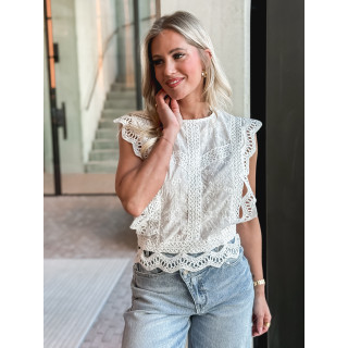 Blouse en dentelle Jalya - Blanc