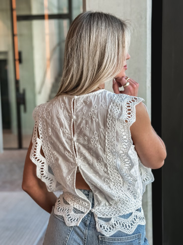 Blouse en dentelle Jalya - Blanc