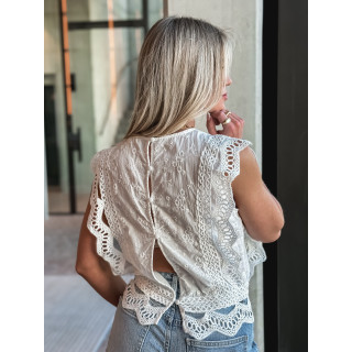 Blouse en dentelle Jalya - Blanc