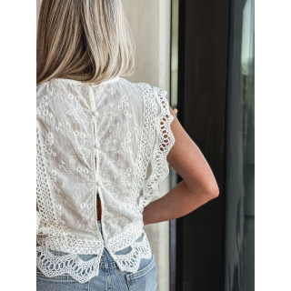 Blouse en dentelle Jalya - Blanc
