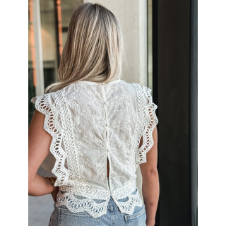Blouse en dentelle Jalya - Blanc