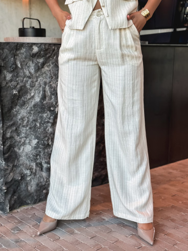 Pantalon ligné Elyndis - beige