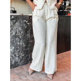 pantalon ligné Elyndis - beige