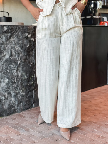 pantalon ligné Elyndis - beige