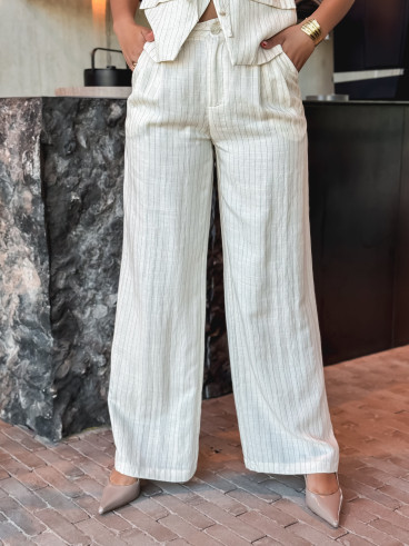 pantalon ligné Elyndis - beige