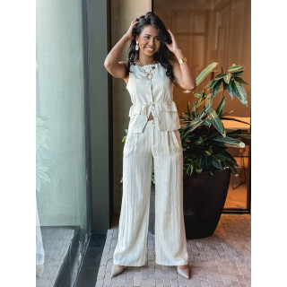 pantalon ligné Elyndis - beige