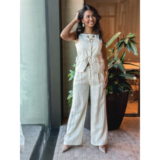 pantalon ligné Elyndis - beige