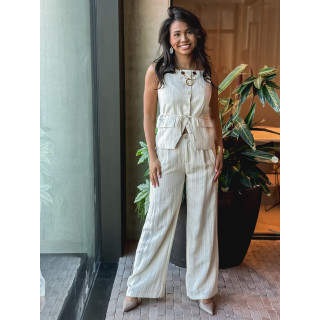 pantalon ligné Elyndis - beige