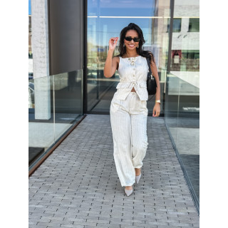 pantalon ligné Elyndis - beige