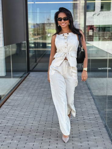 pantalon ligné Elyndis - beige