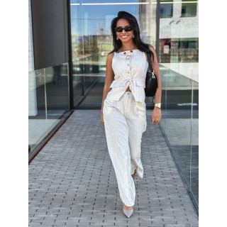 pantalon ligné Elyndis - beige