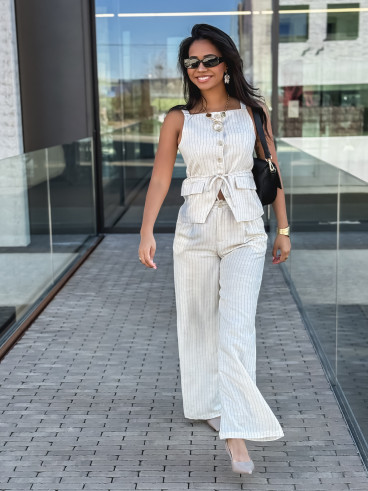 pantalon ligné Elyndis - beige