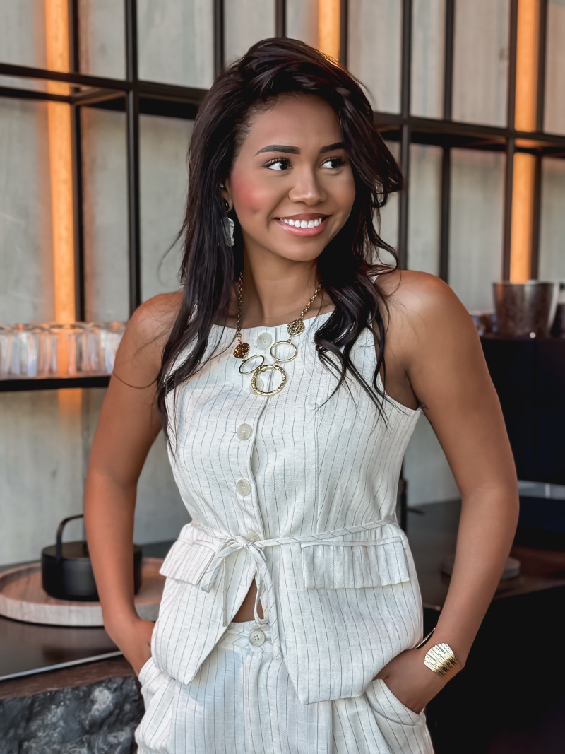 Blouse lignée Elyndis - Beige