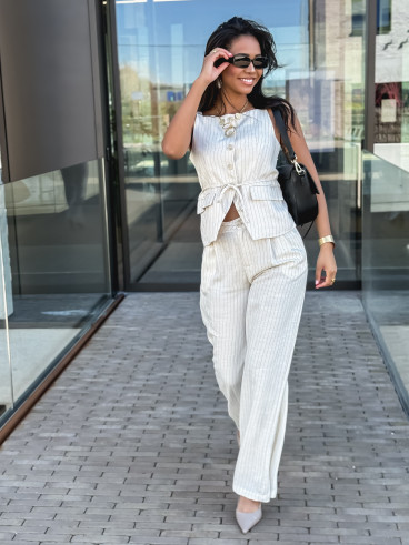 Blouse lignée Elyndis - Beige