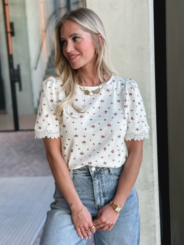 Blouse Piana - Ecru/rouge