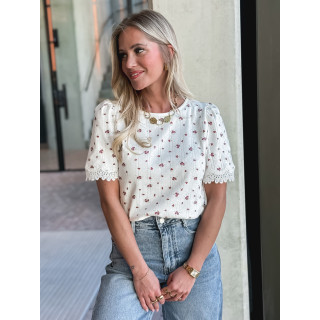 Blouse Piana - Ecru/rouge