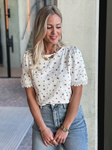 Blouse Piana - Ecru/rouge