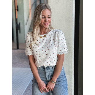 Blouse Piana - Ecru/rouge