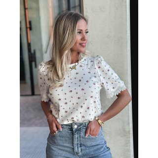 Blouse Piana - Ecru/rouge