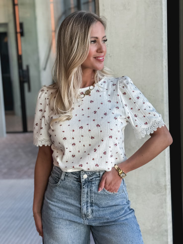 Blouse Piana - Ecru/rouge