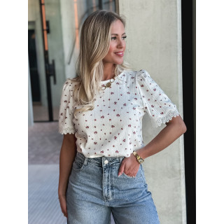 Blouse Piana - Ecru/rouge