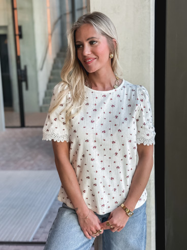 Blouse Piana - Ecru/rouge