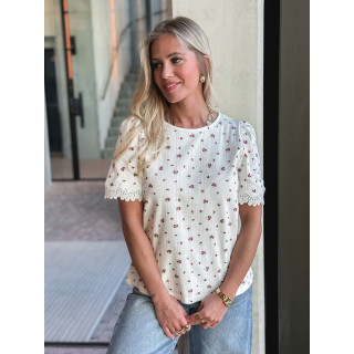 Blouse Piana - Ecru/rouge