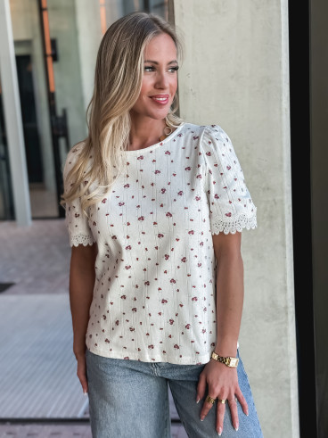 Blouse Piana - Ecru/rouge
