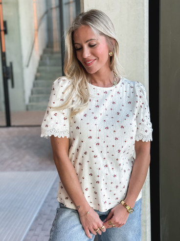 Blouse Piana - Ecru/rouge