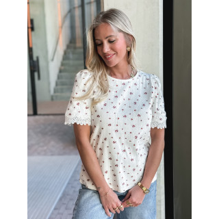 Blouse Piana - Ecru/rouge