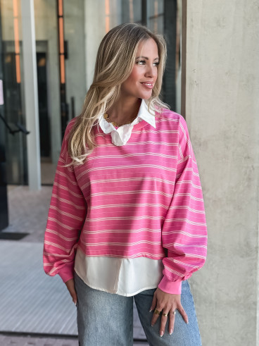 Pull ligné Azalina - Rose