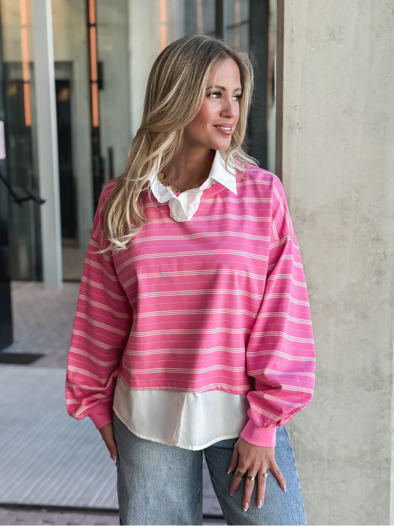 Pull ligné Azalina - Rose