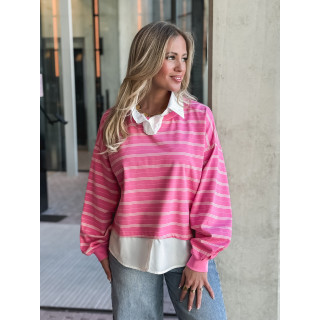 Pull ligné Azalina - Rose