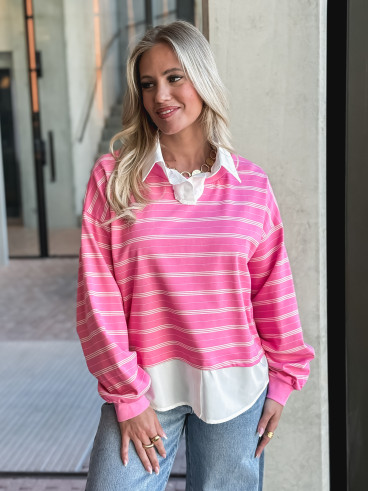 Pull ligné Azalina - Rose