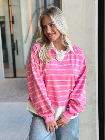 Pull ligné Azalina - Rose