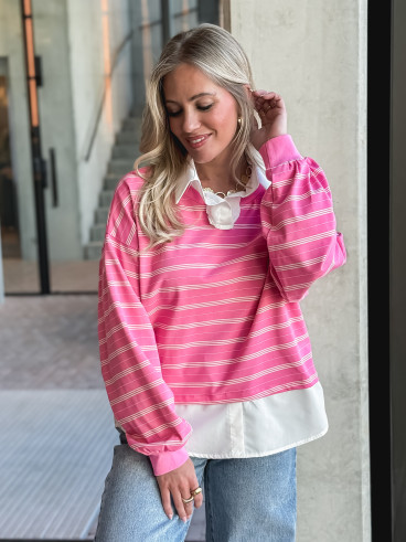 Pull ligné Azalina - Rose