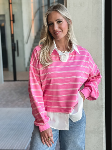 Pull ligné Azalina - Rose