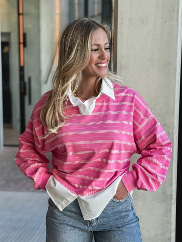 Pull ligné Azalina - Rose