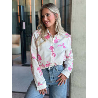 Chemise à fleurs Floralie - Blanc/Rose