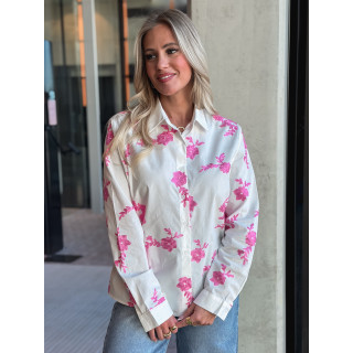 Chemise à fleurs Floralie - Blanc/Rose