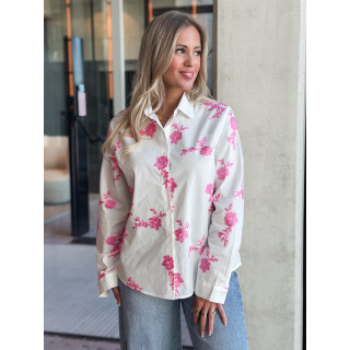 Chemise à fleurs Floralie - Blanc/Rose