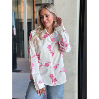 Chemise à fleurs Floralie - Blanc/Rose